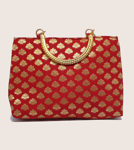 Red Gold Handle Bag