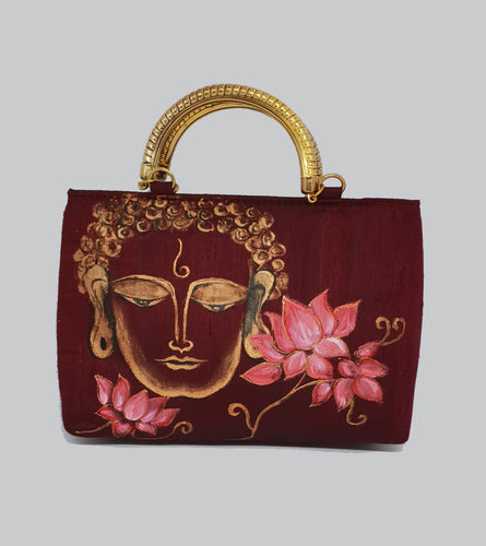 Buddha Painted Gold Handle Bag