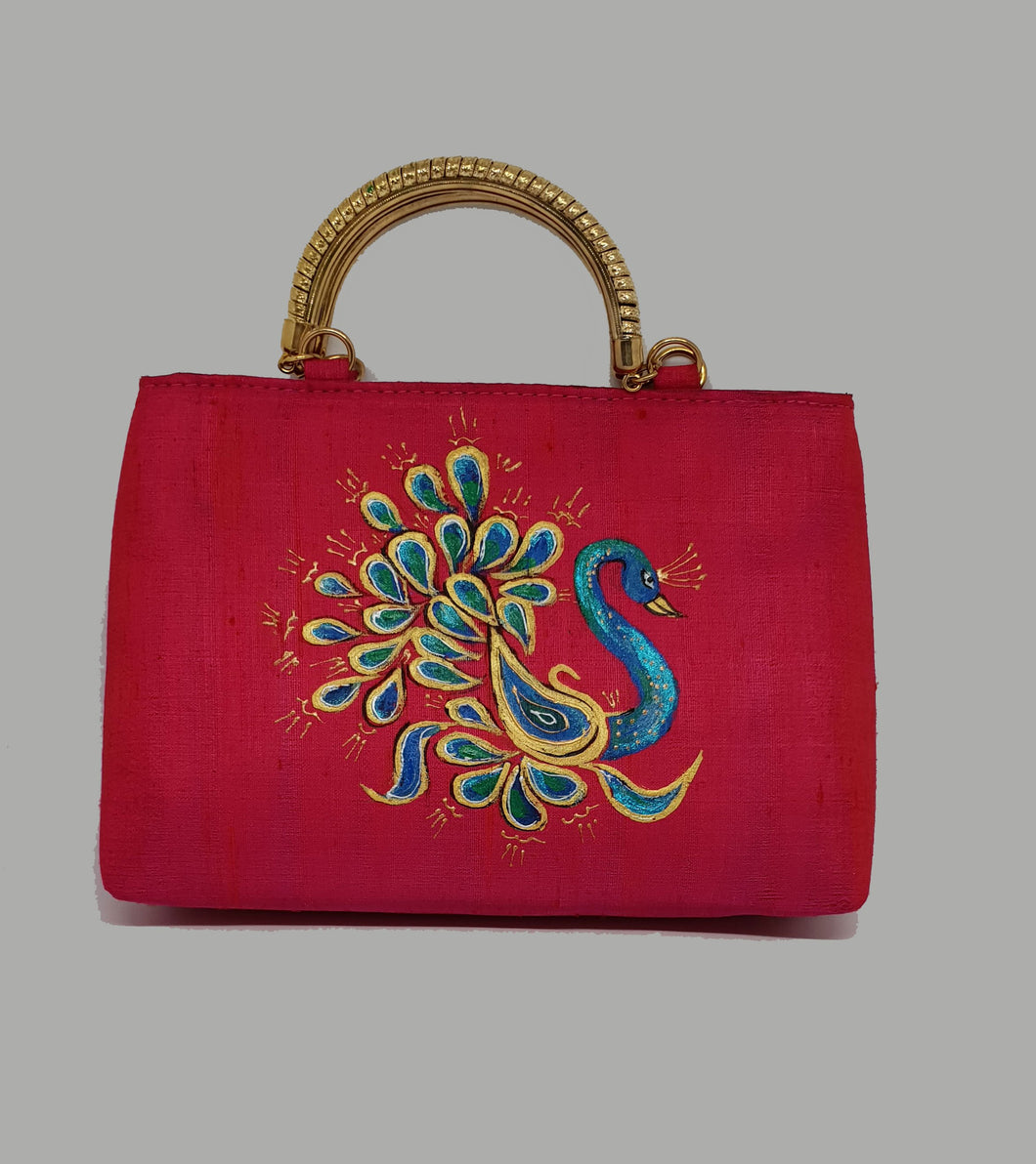 Pink Painted Gold Handle Bag