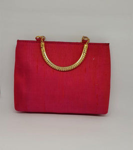 Pink Painted Gold Handle Bag