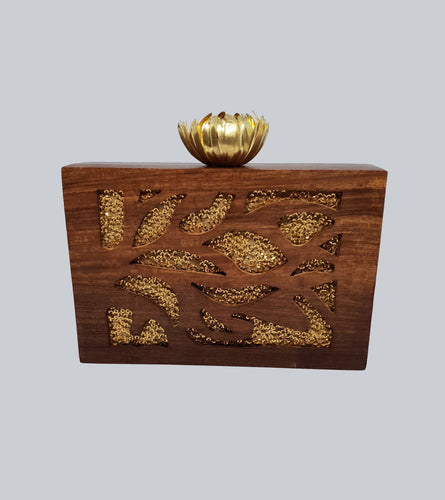 Wooden Sequin Box Clutch
