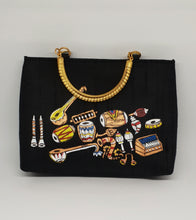 Load image into Gallery viewer, Musical Instruments Painted Black Bag