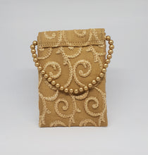 Load image into Gallery viewer, Gold Beaded With Simple Design Mobile Pouch