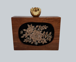 Wooden Embroidered Clutch