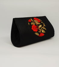 Load image into Gallery viewer, Black with Orange Floral Clutch