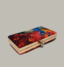 Load image into Gallery viewer, Colorful Peacock Print Box Clutch
