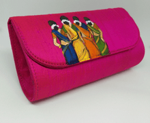 Load image into Gallery viewer, Pink Painted Indian Art Clutch