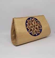 Load image into Gallery viewer, Gold with Centre Floral Design Hand Embroidered