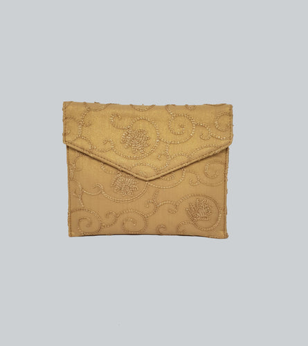 Gold Lace Envelope Clutch