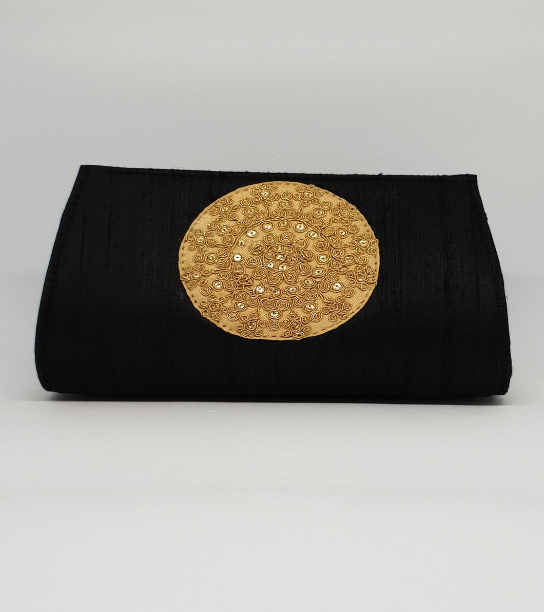 Black with Centre Gold Clutch