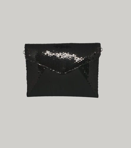 Black Sequin Envelope Clutch