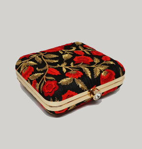 Red Floral Box Clutch