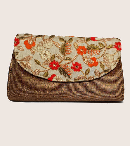 Cream with Red Floral Clutch