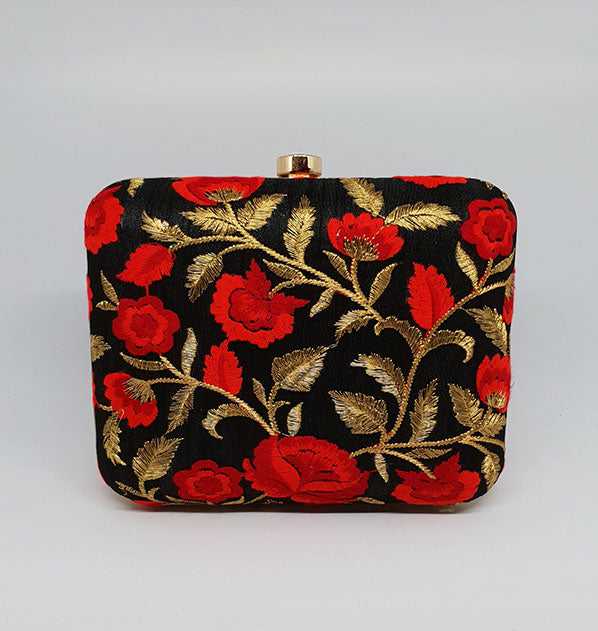 Red Floral Box Clutch