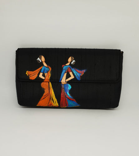 Hand Painted Black Clutch