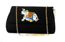 Load image into Gallery viewer, Artisan Handmade Painted Black Clutch with Square Flap