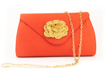 Load image into Gallery viewer, Artisan Handmade Red Clutch with Crochet Flower Ladies Purse