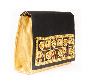 Artisan Handmade Black Embroidered Clutch Handbag