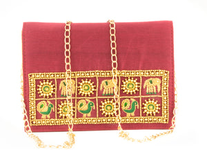 Artisan Handmade Red Embroidered Clutch