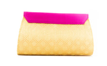 Load image into Gallery viewer, Artisan Handmade Triangle Flap Clutch In Pink with Gold Base