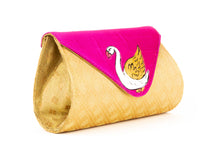 Load image into Gallery viewer, Artisan Handmade Triangle Flap Clutch In Pink with Gold Base
