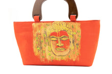 Load image into Gallery viewer, Artisan Handmade Buddha Painted Red Wooden Handle Handbag