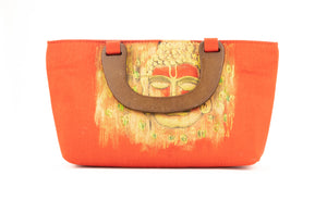 Artisan Handmade Buddha Painted Red Wooden Handle Handbag