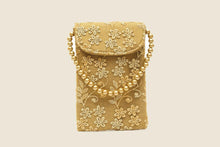 Load image into Gallery viewer, Floral Gold Beaded Mobile Pouch