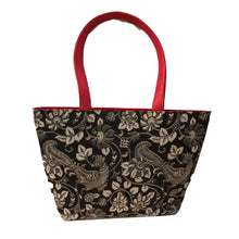 Load image into Gallery viewer, Black with Peacock Print Tote